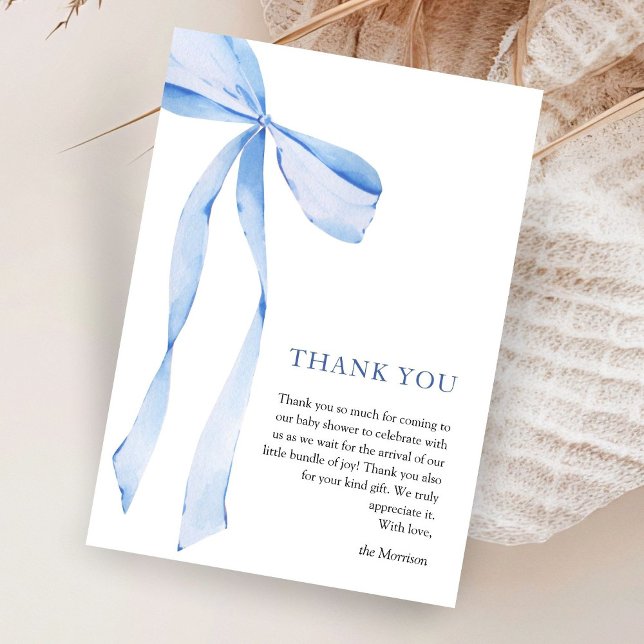Tarjeta De Agradecimiento Baby Shower Blue Bow Boy (Subido por el creador)