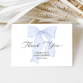 Tarjeta De Agradecimiento Baby Shower Blue Bow Boy