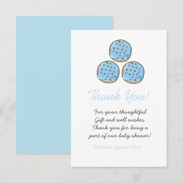 Tarjeta De Agradecimiento Baby Shower Blue Cute Donut Boy (Anverso / Reverso)