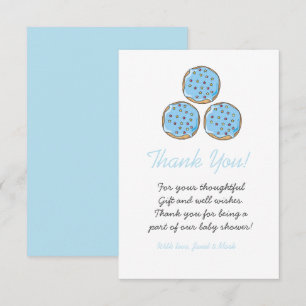Tarjeta De Agradecimiento Baby Shower Blue Cute Donut Boy