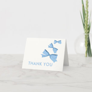 Tarjeta De Agradecimiento Baby Shower Blue Cute Little Bow Boy