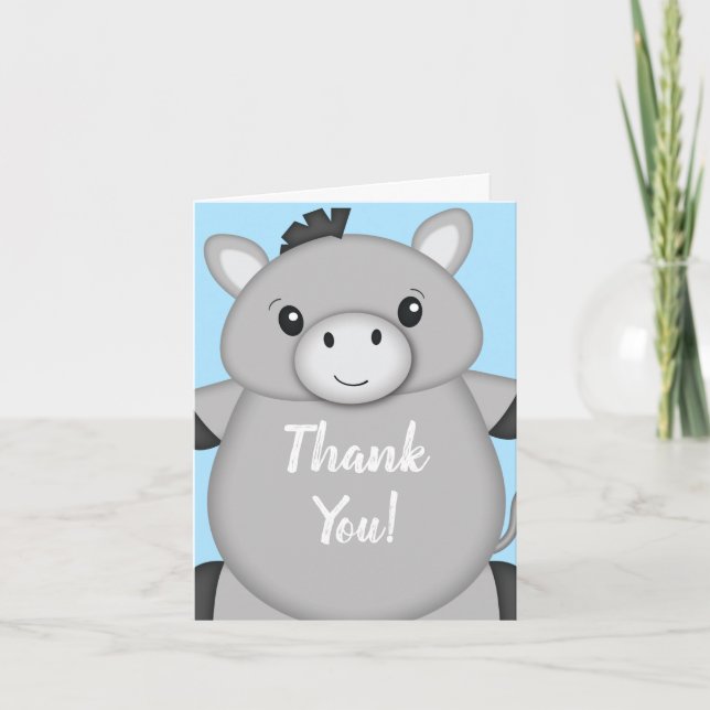 Tarjeta De Agradecimiento Baby Shower Blue de Donkey (Anverso)