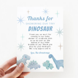 Tarjeta De Agradecimiento Baby Shower Blue Dinosaur Boy