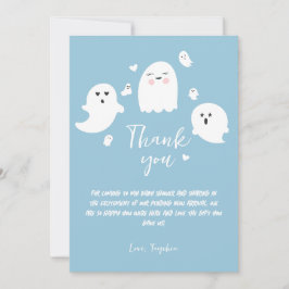 Tarjeta De Agradecimiento Baby Shower Blue Ghost Halloween Boy