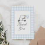 Tarjeta De Agradecimiento Baby Shower Blue Gingham Golf<br><div class="desc">Diga gracias a sus amigos y familiares por asistir a su ducha de bebé con esta elegante tarjeta de agradecimiento de golf.</div>