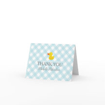 Baby Shower Blue Gingham Rubber Duckie