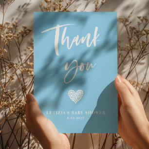 Tarjeta De Agradecimiento Baby Shower Blue Heart