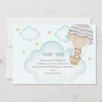 Baby Shower Blue Hot Air Balloon Woodland Animals