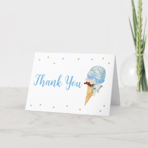 Tarjeta De Agradecimiento Baby Shower Blue Ice Cream