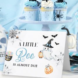 Tarjeta De Agradecimiento Baby Shower Blue Little Boo Halloween