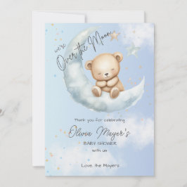 Tarjeta de agradecimiento Baby Shower Blue Over th