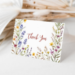 Tarjeta De Agradecimiento Baby Shower Bohemio de Novia con Flor Silvestre