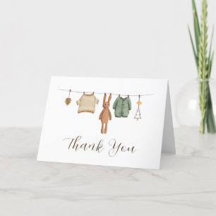 Tarjeta De Agradecimiento Baby Shower: Boho Boho Winter Boy Clothes
