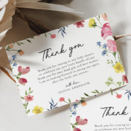Tarjeta De Agradecimiento Baby Shower Boho Colorful Wildflower Fairytale