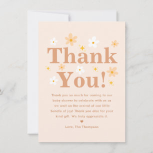 Tarjeta De Agradecimiento Baby Shower Boho Daisy