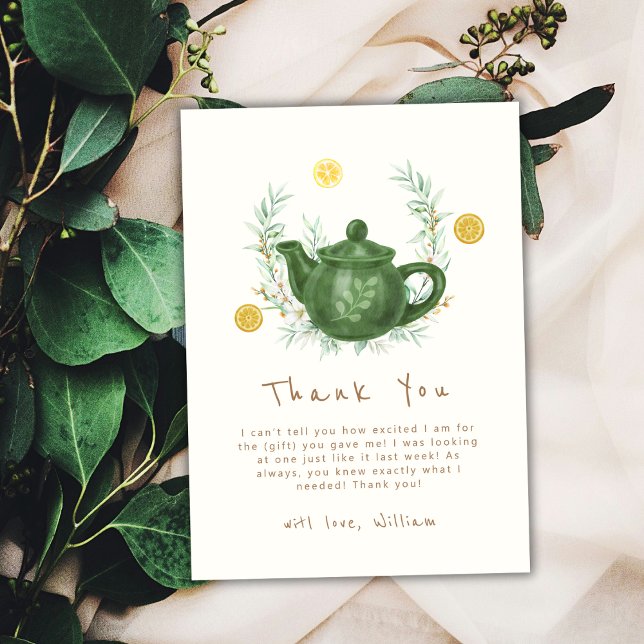 Tarjeta De Agradecimiento Baby Shower Boho Greenery Naranja Par-Tea (Boho Greenery Orange Par-Tea Baby Shower Thank You Card)