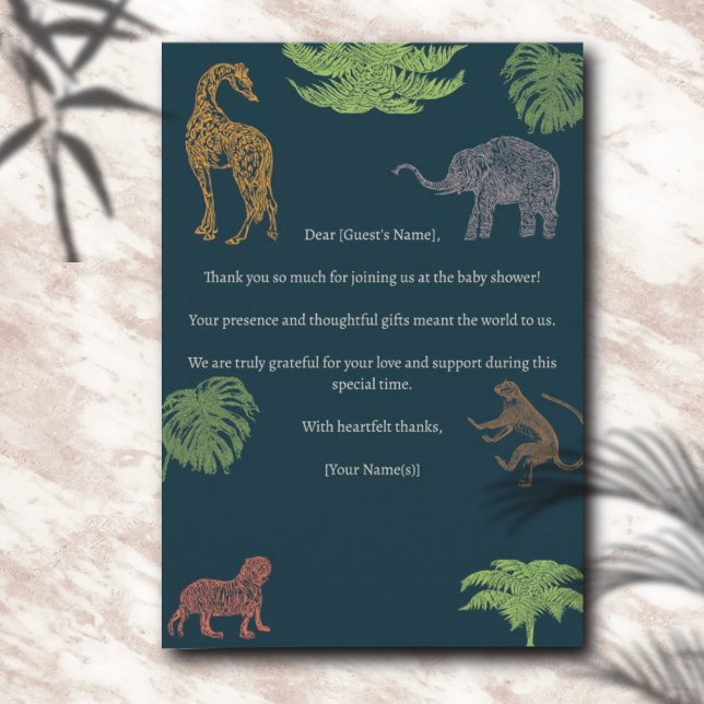 Tarjeta De Agradecimiento Baby Shower Boho Jungle Safari Boy (Subido por el creador)