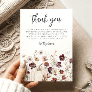 Tarjeta De Agradecimiento Baby Shower Boho Otoño Flor Silvestre