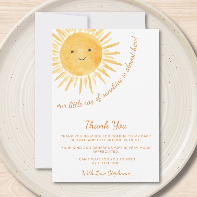 Tarjeta De Agradecimiento Baby Shower Boho Sun Neutral para Género (Subido por el creador)