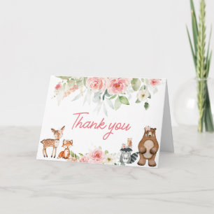Tarjeta De Agradecimiento Baby Shower Bosque Floral Animales