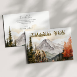 Tarjeta De Agradecimiento Baby Shower Bosque Rústico de Oso de Montaña