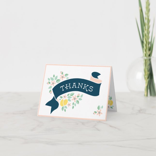 Tarjeta De Agradecimiento Baby Shower botánico amarillo limón lindo (Anverso)