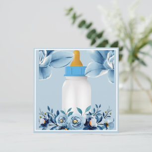 Tarjeta De Agradecimiento Baby Shower - Botella de bebé - Flores