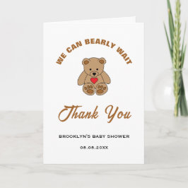 Tarjeta De Agradecimiento Baby Shower Brown Teddy Bear Podemos Esperar
