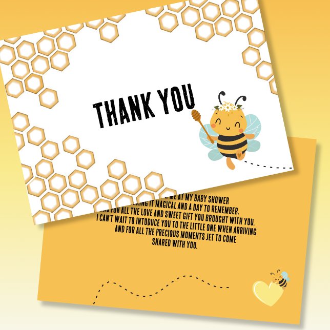 Tarjeta De Agradecimiento Baby Shower Bumblebee honeycomb (Subido por el creador)