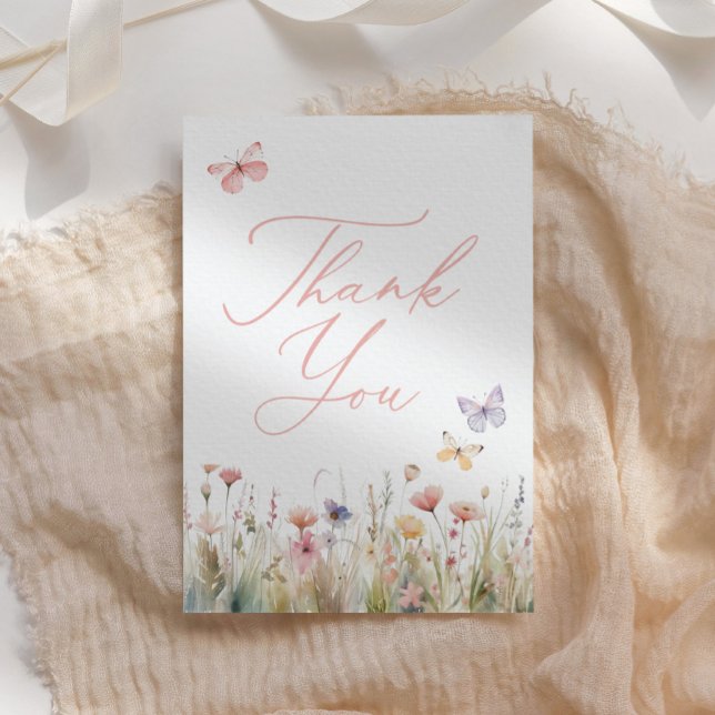 Tarjeta De Agradecimiento Baby Shower Butterly Wildflower (Subido por el creador)