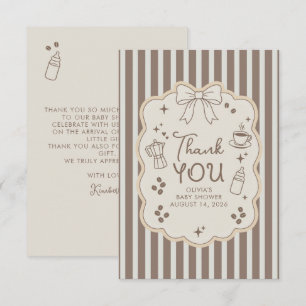 Tarjeta De Agradecimiento Baby Shower Caprichoso con Tema de Café