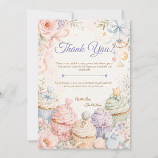 Tarjeta De Agradecimiento Baby Shower Caprichoso en Pastel