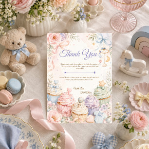 Tarjeta De Agradecimiento Baby Shower Caprichoso en Pastel