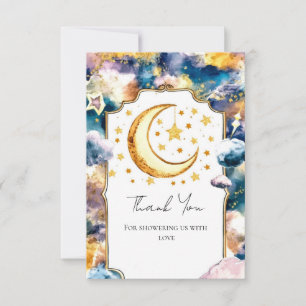 Tarjeta De Agradecimiento Baby Shower Celestial Simple Heavenly Star