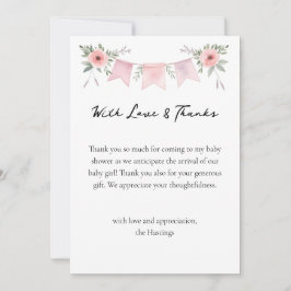 Tarjeta De Agradecimiento Baby Shower, Chica de acuarela de Goose, gracias