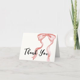 Tarjeta De Agradecimiento Baby Shower Chica de Bow rosa moderno