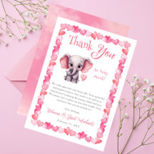 Baby Shower Chica de Elephant Pink Hearts