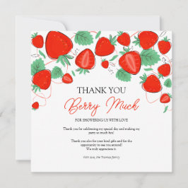 Tarjeta De Agradecimiento Baby Shower Chica de fresa dulce