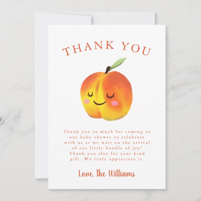 Tarjeta De Agradecimiento Baby Shower, Chica de fruta dulce y dulce (Anverso)