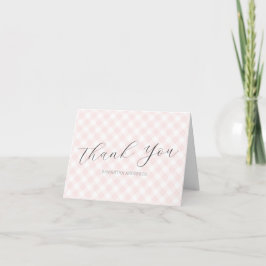 Tarjeta De Agradecimiento Baby Shower, Chica de Gingham rosa Moderno + Dulce