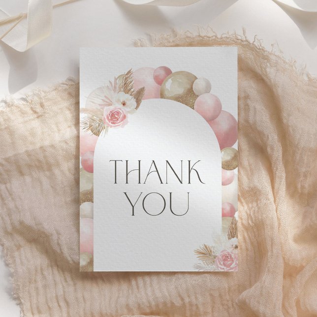 Tarjeta De Agradecimiento Baby Shower Chica de Grass Boho Pampas (Subido por el creador)