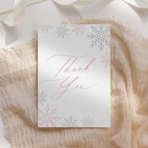Tarjeta De Agradecimiento Baby Shower Chica de invierno con copo de nieve ro