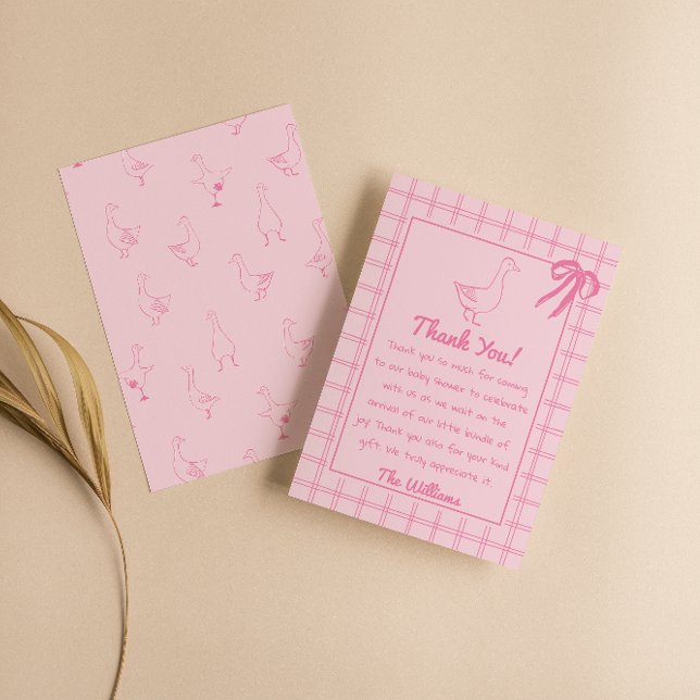 Tarjeta De Agradecimiento Baby Shower, Chica de la cinta de opciones rosada  (Subido por el creador)