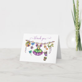 Tarjeta De Agradecimiento Baby Shower chica de Mardi Gras Clothesline