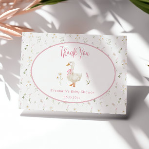 Tarjeta De Agradecimiento Baby Shower, Chica de Silly Goose Wildflower
