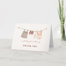 Tarjeta De Agradecimiento Baby Shower, Chica de Sweet Boho Clothesline
