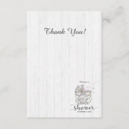 Tarjeta De Agradecimiento Baby Shower, Chica de White Wood y Carriles Gracia