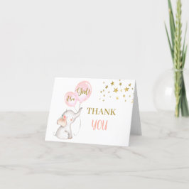 Tarjeta De Agradecimiento Baby Shower Chica Elephant plegable