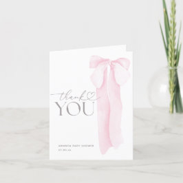 Tarjeta De Agradecimiento Baby Shower Chica Minimalista Bow rosa