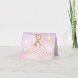 Tarjeta De Agradecimiento Baby Shower, Chica Purple Teddy Bear Gracias